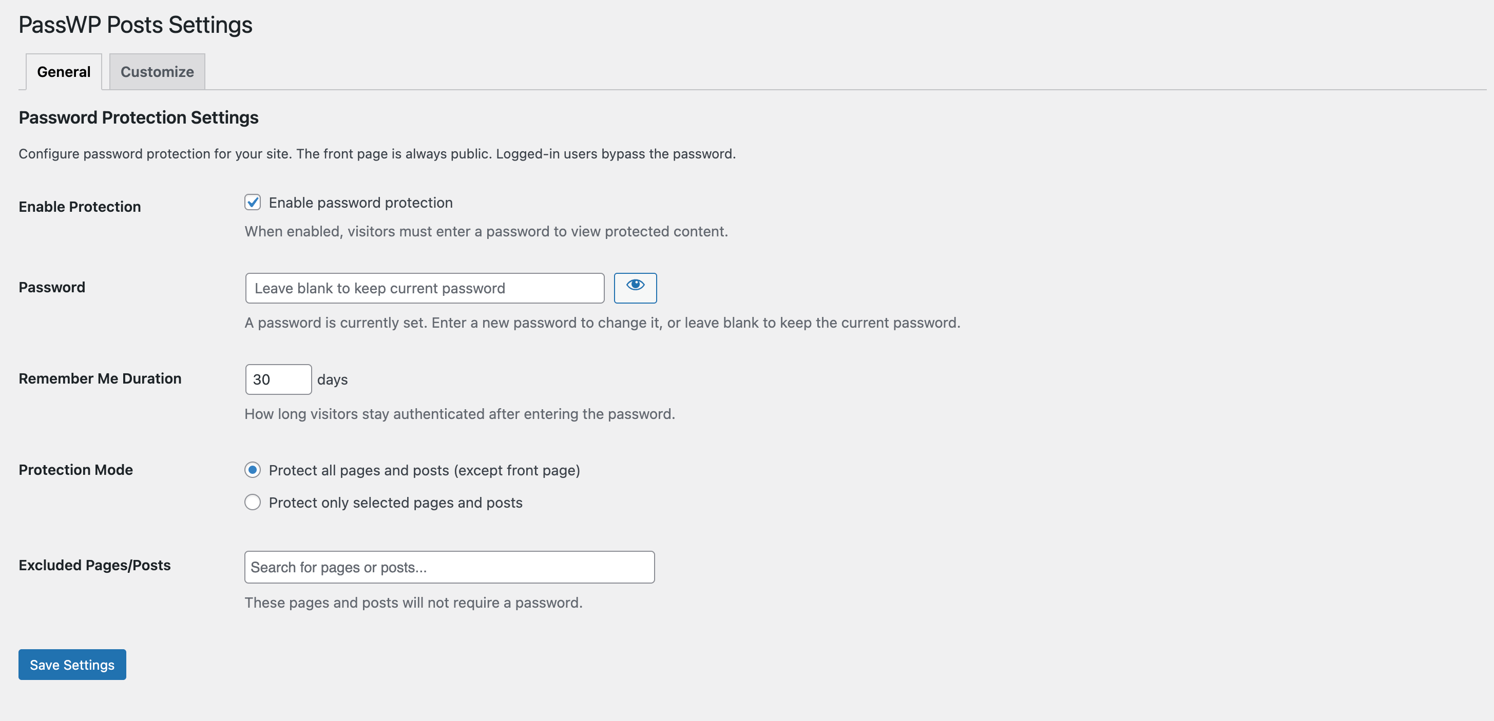 General Settings Screenshot