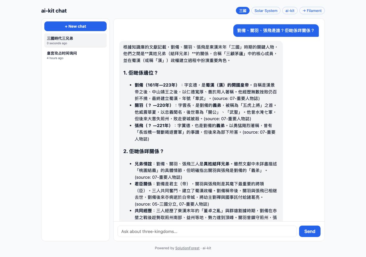 ai-kit chat with citations and history