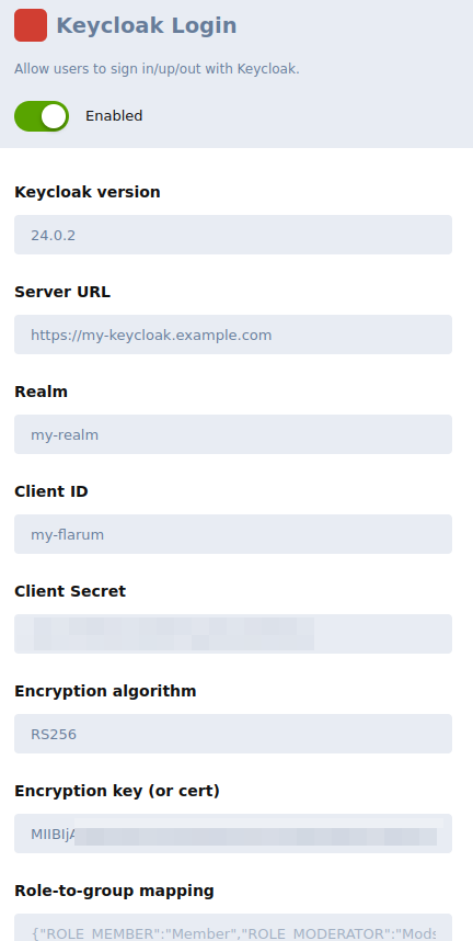 Configure extension in Flarum admin panel