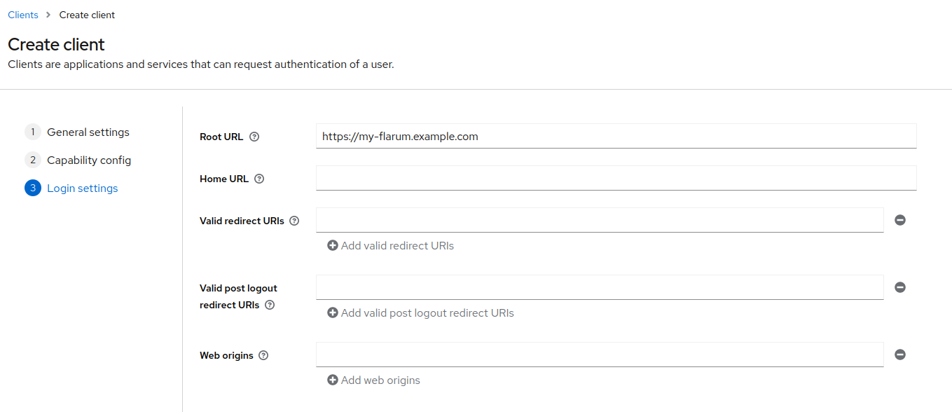 Create Keycloak client, step 3