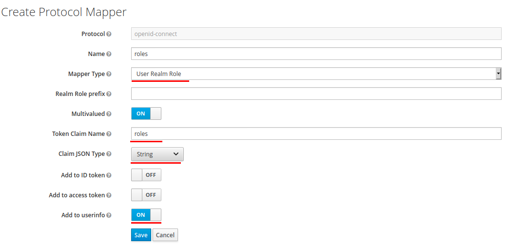 Add role mapper to Keycloak client