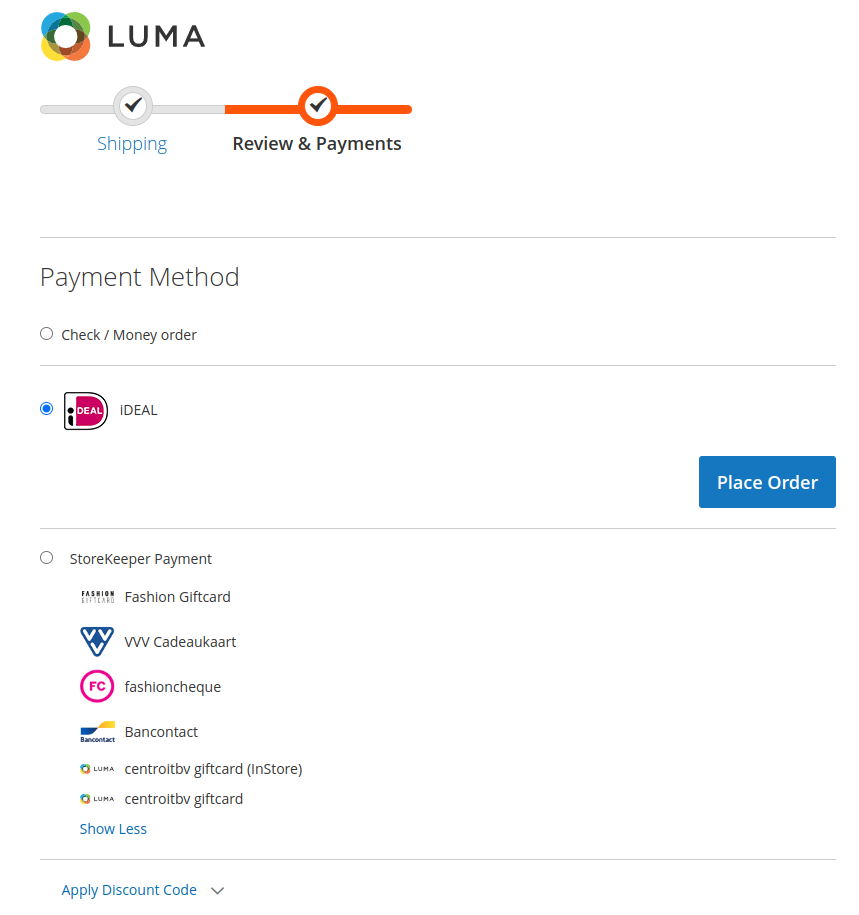 Payment method iDEAL available as separate Payment option