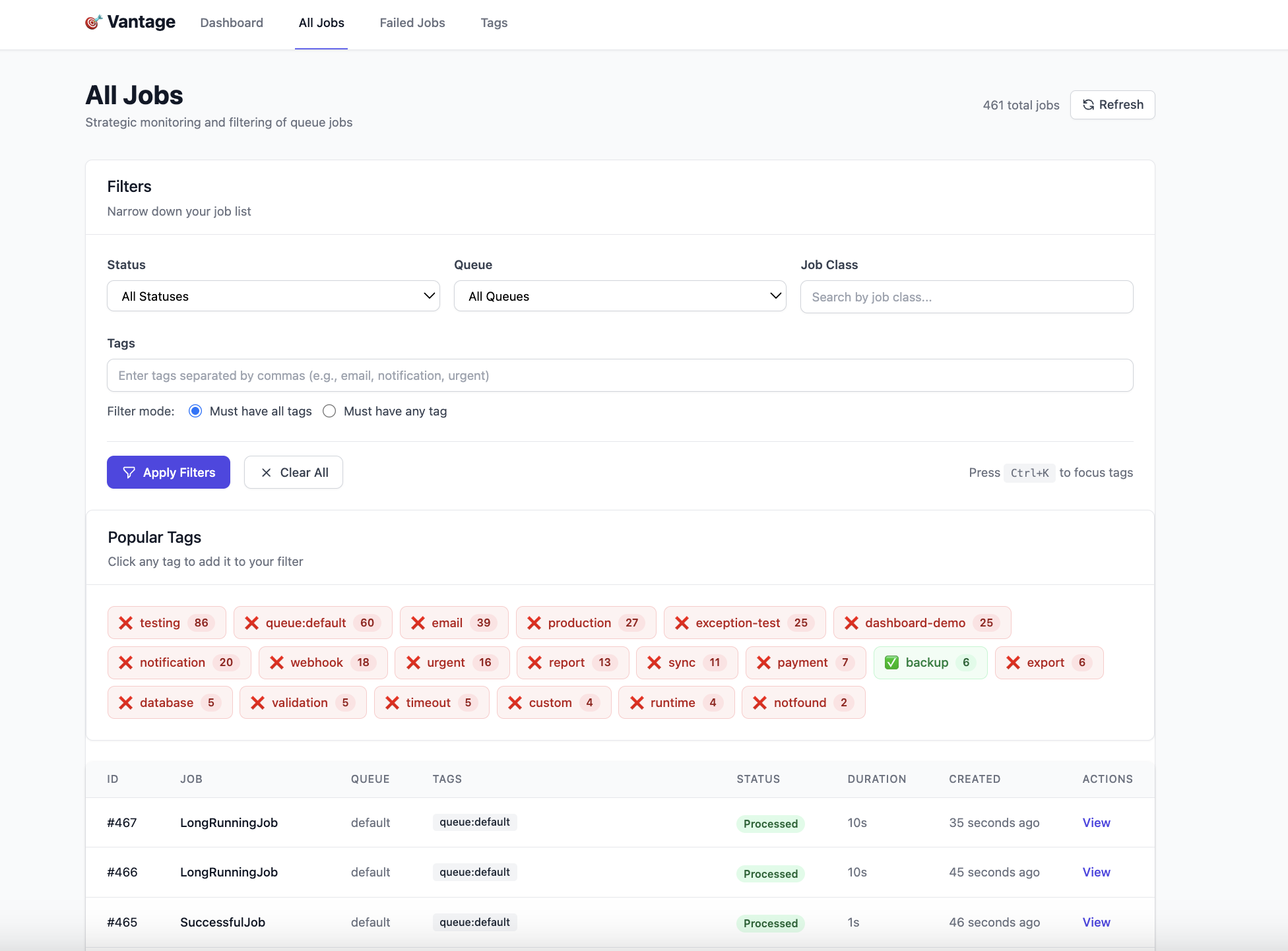 Jobs List with Filters