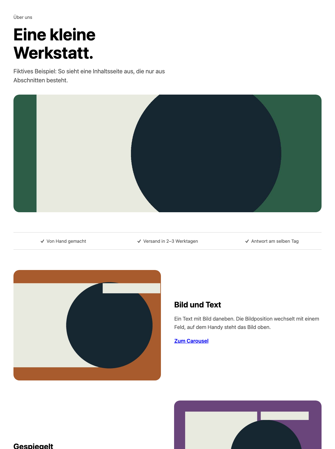 Abschnitte im neutralen Demo-Layout