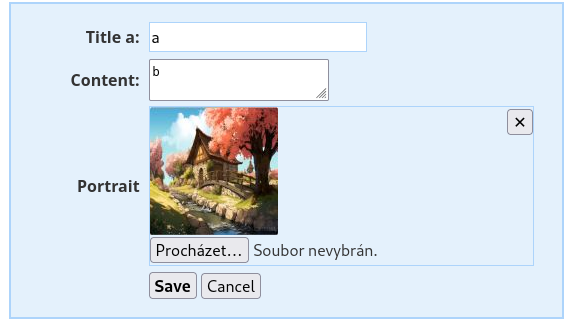 Typical form with an avatar