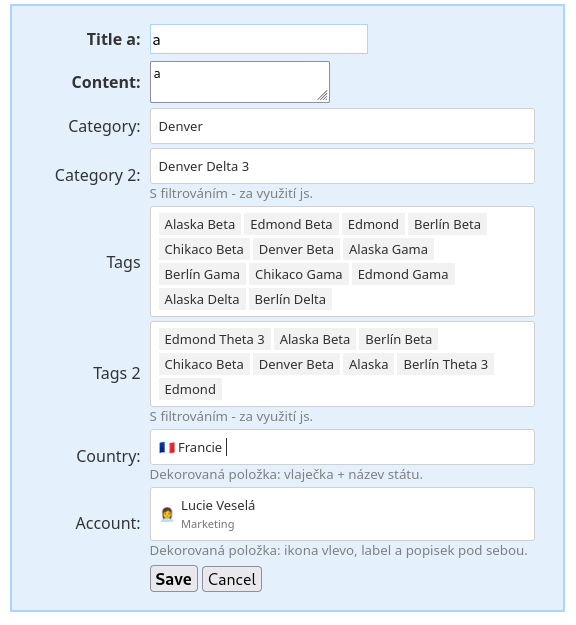 This is what the result looks like for TomSelect