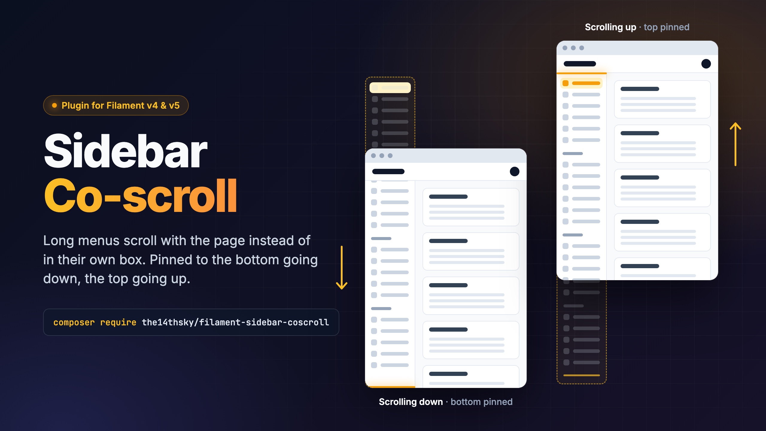 Sidebar Co-scroll: the sidebar pins to the bottom when scrolling down and to the top when scrolling up