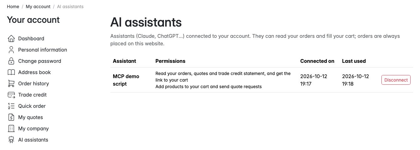 AI assistants connected to the customer account