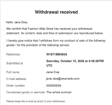 Acknowledgement e-mail