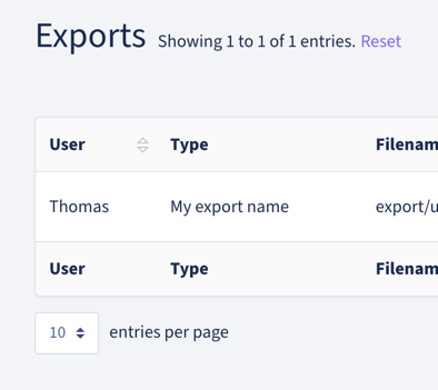 Demo with custom name of Laravel Backpack Async Export