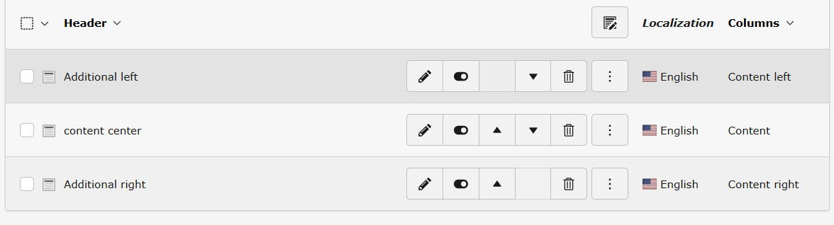 colPos of content elements