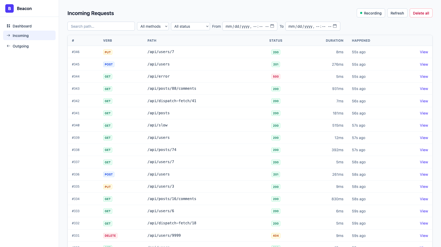 Incoming Requests List