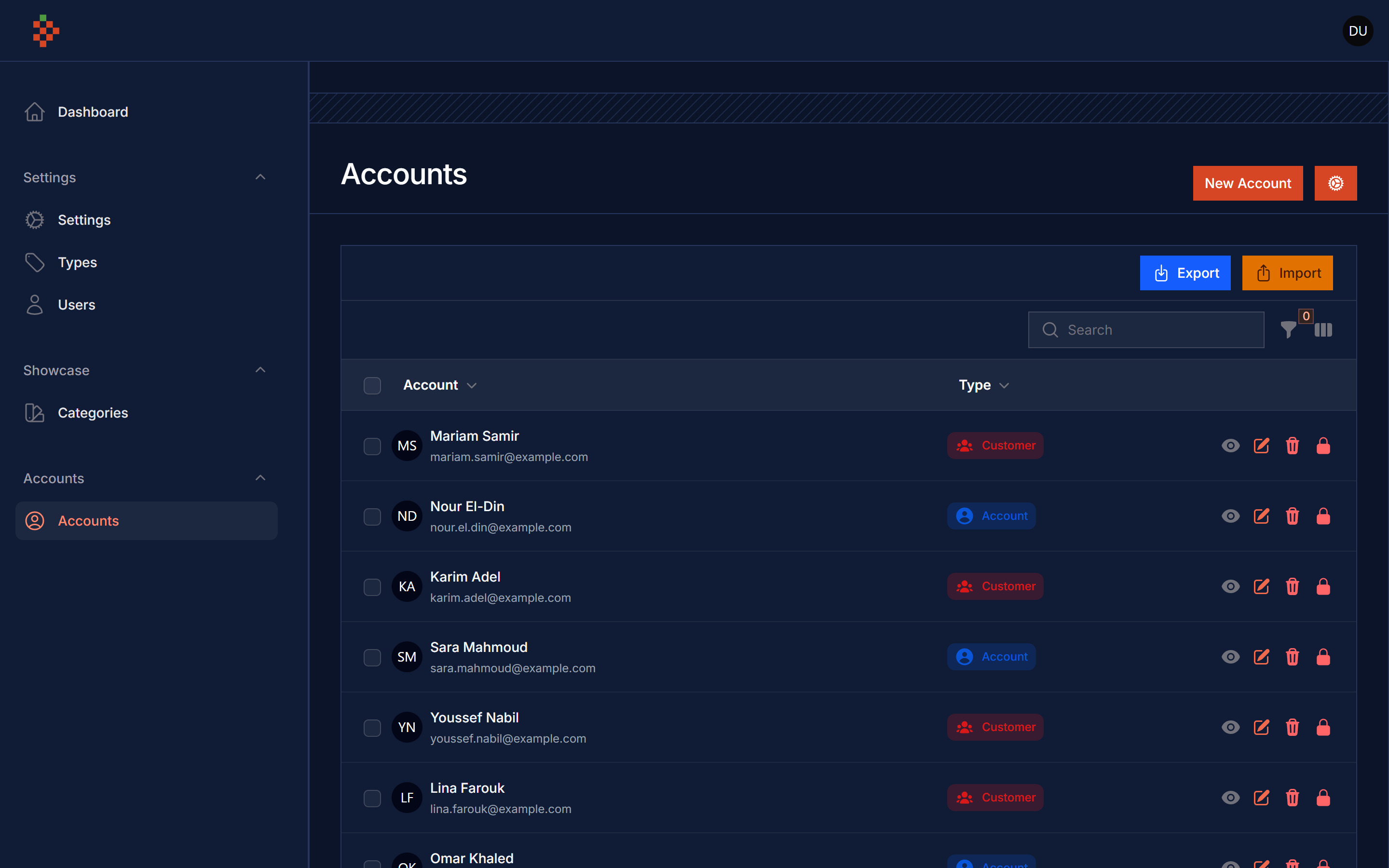 Accounts List Dark