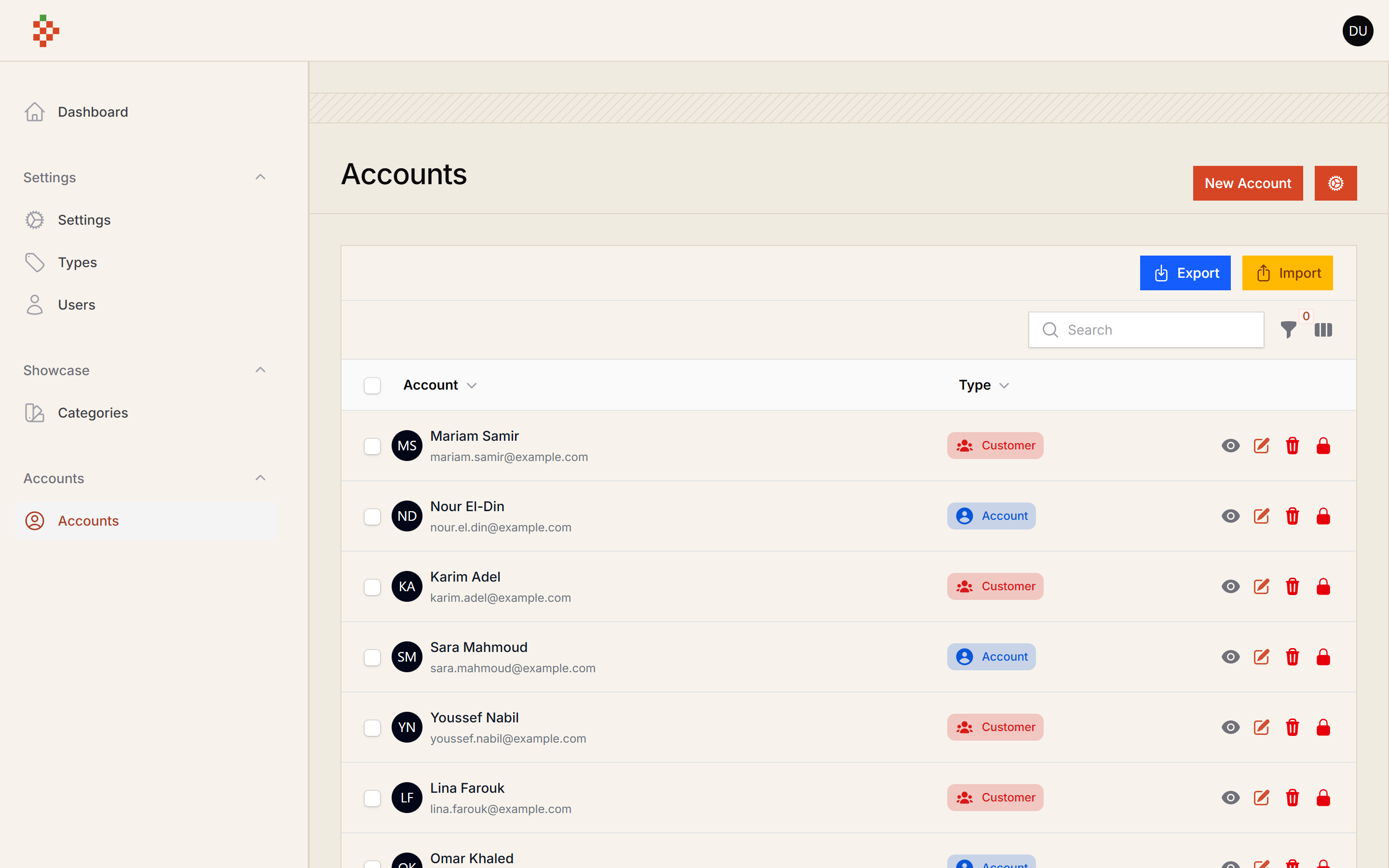 Accounts List