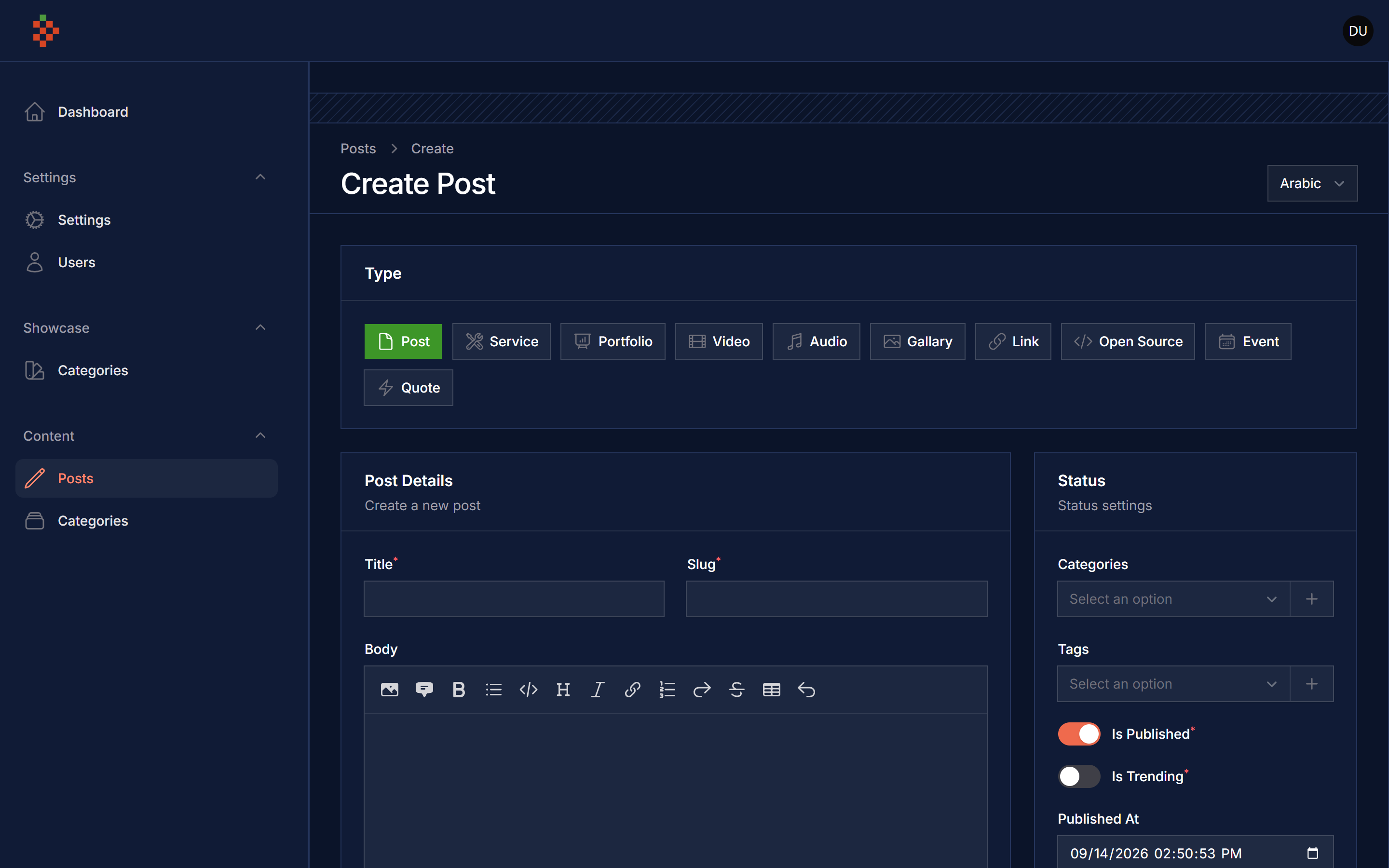 Posts Create Dark