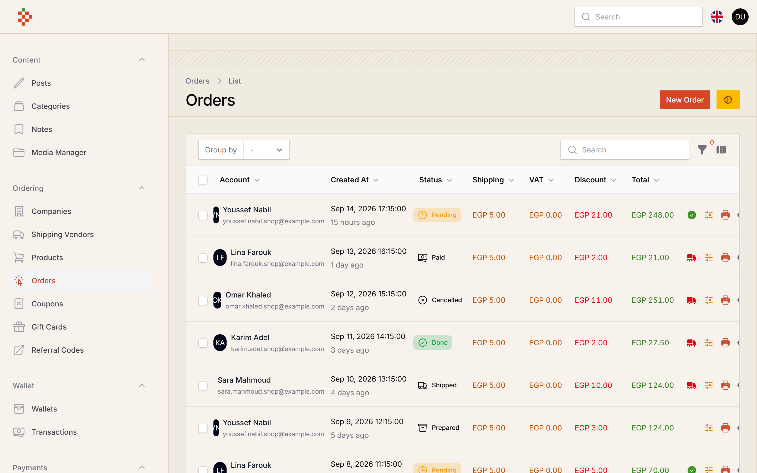 Orders