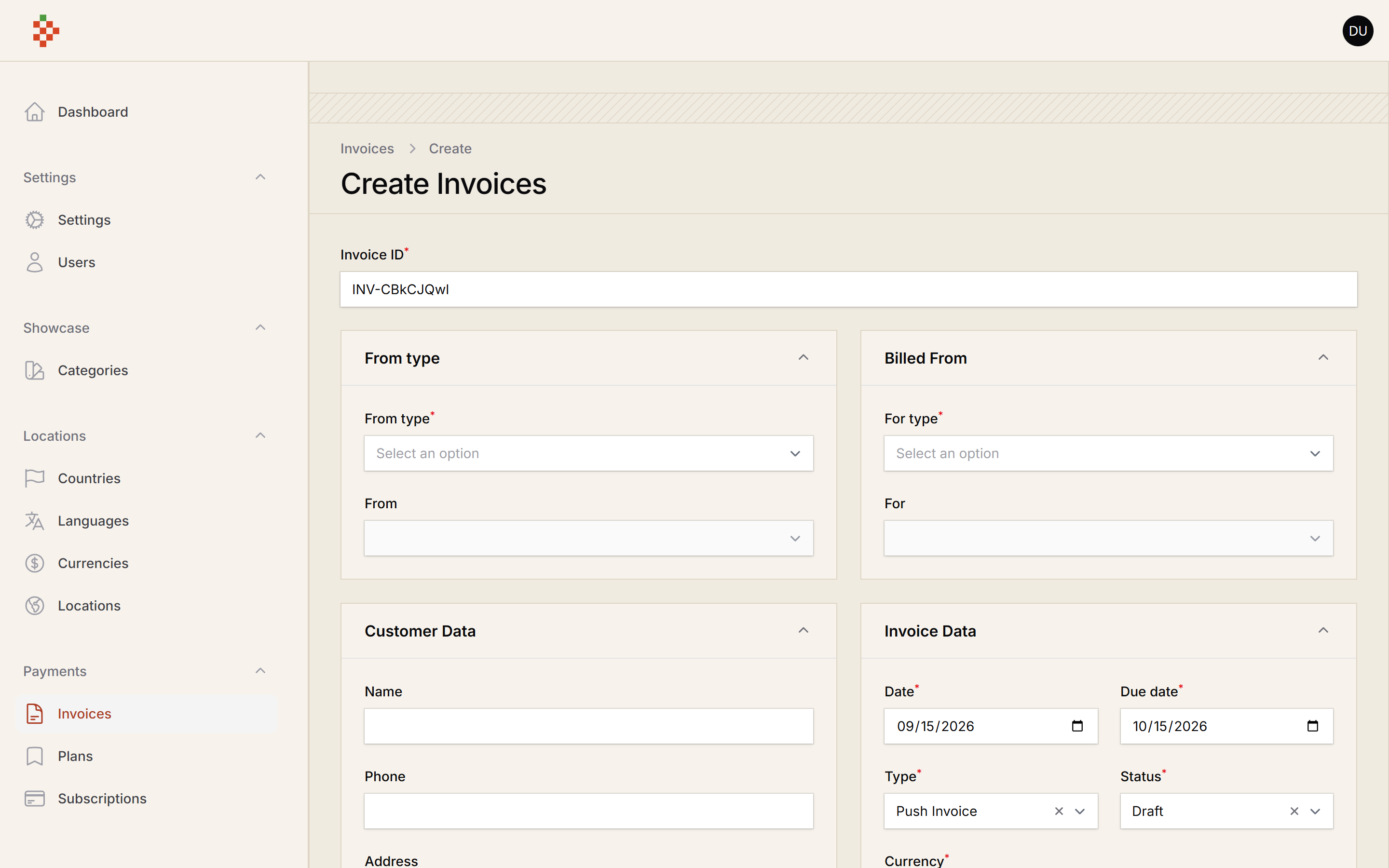 Create Invoice