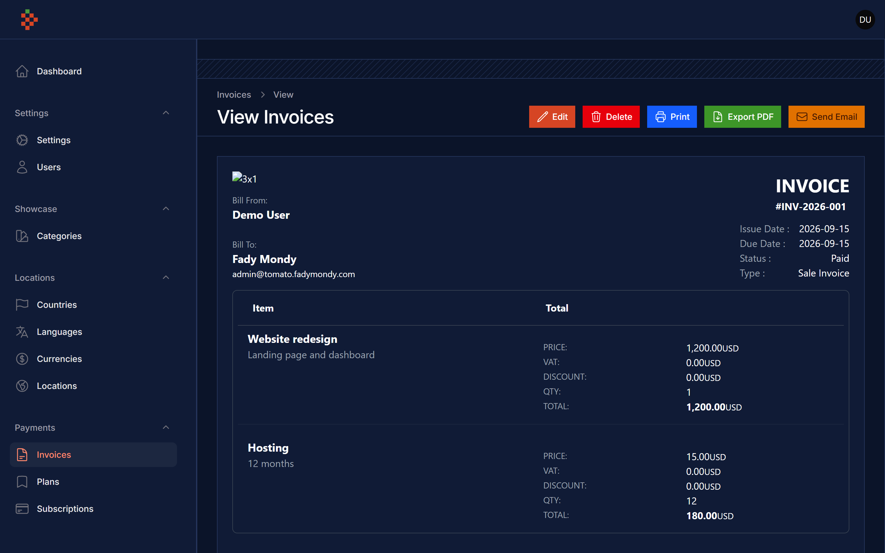 View Invoice Dark