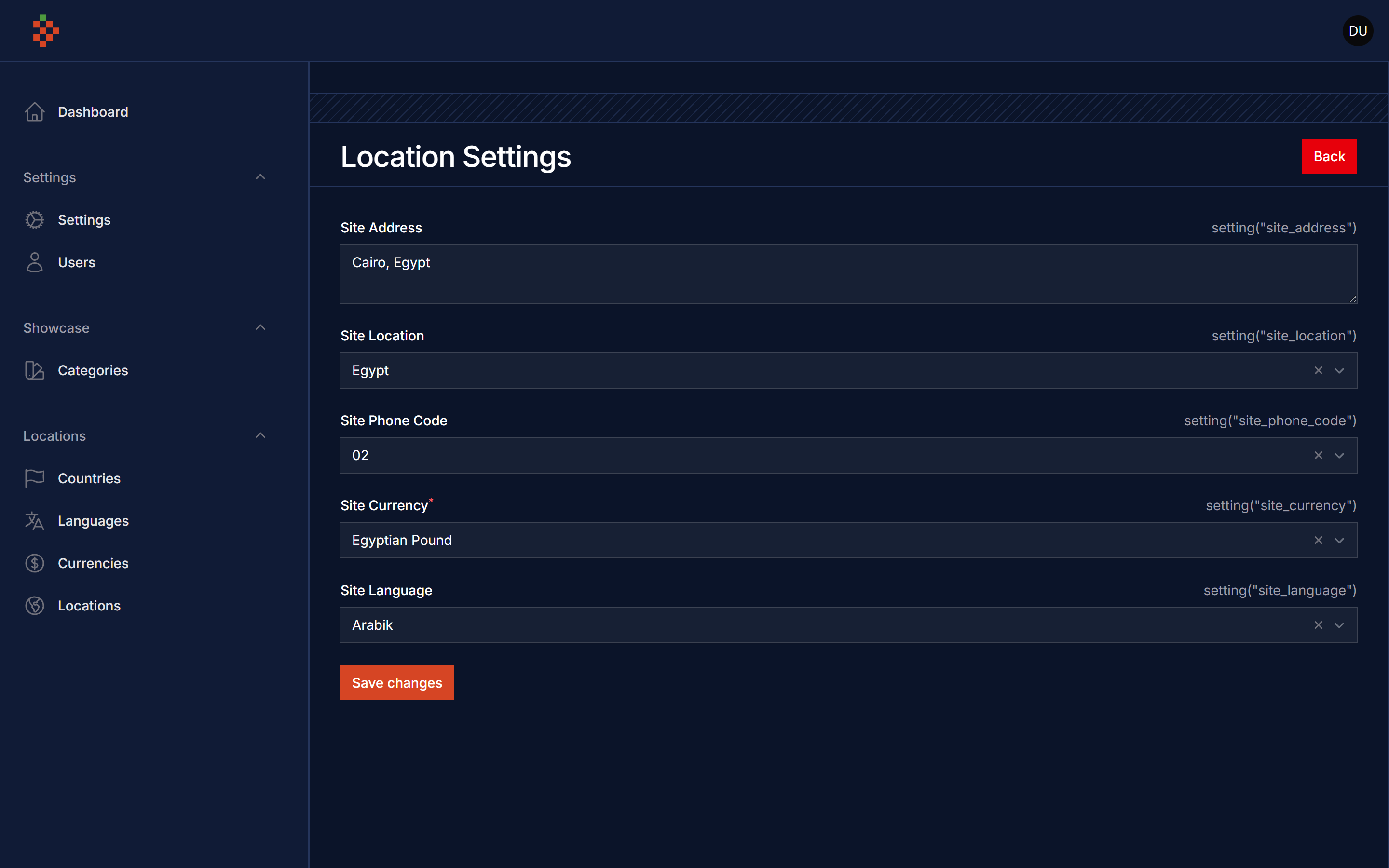 Location Settings Dark
