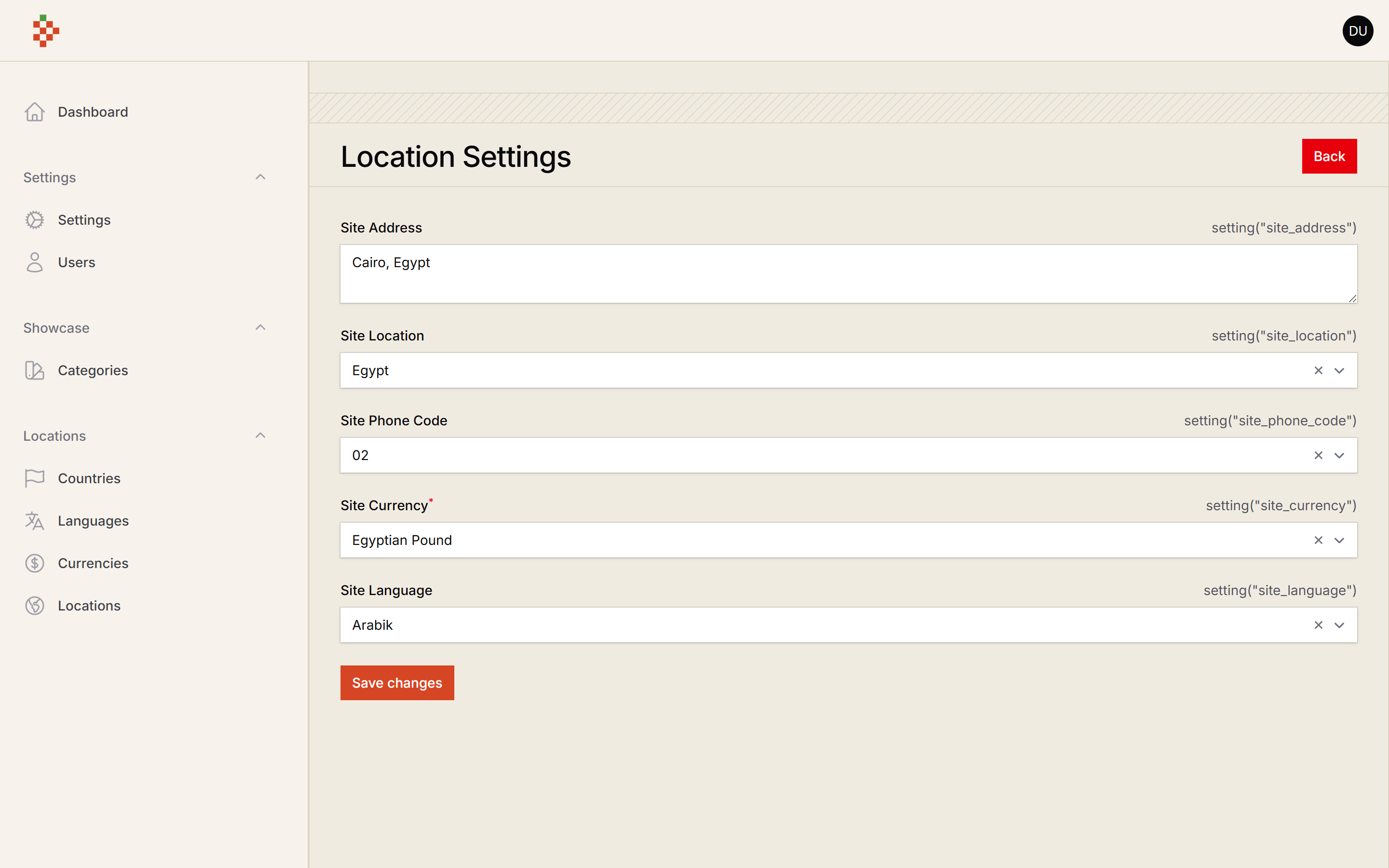 Location Settings