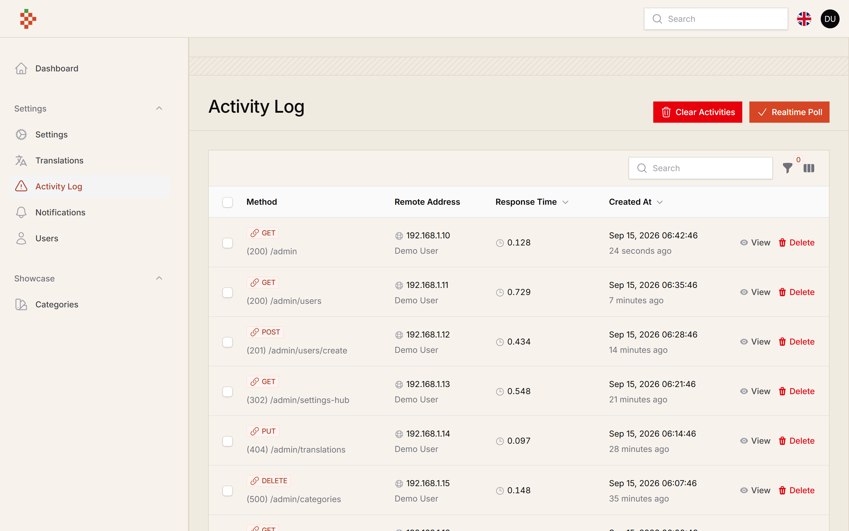 Activity Log