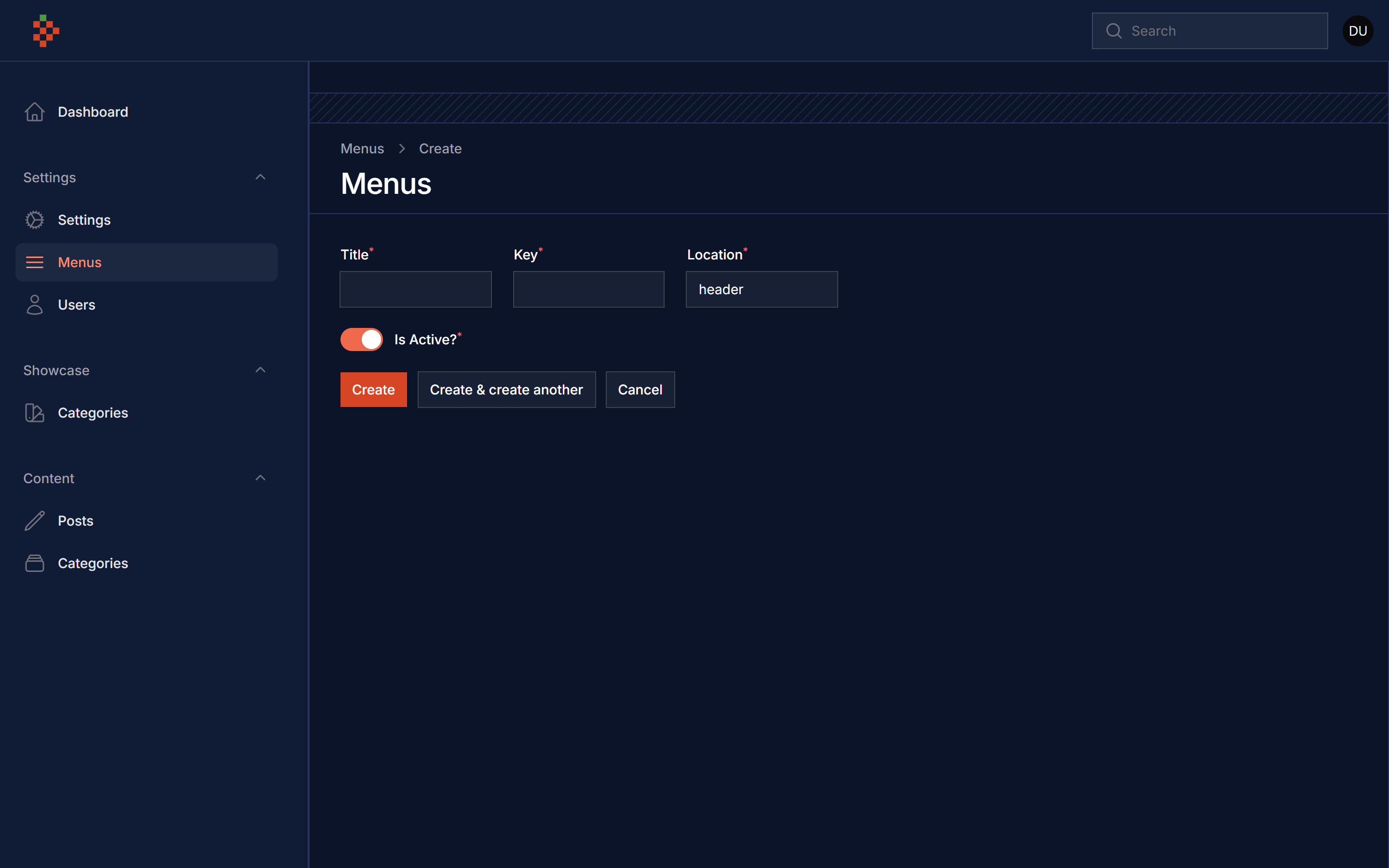Create Menu Dark