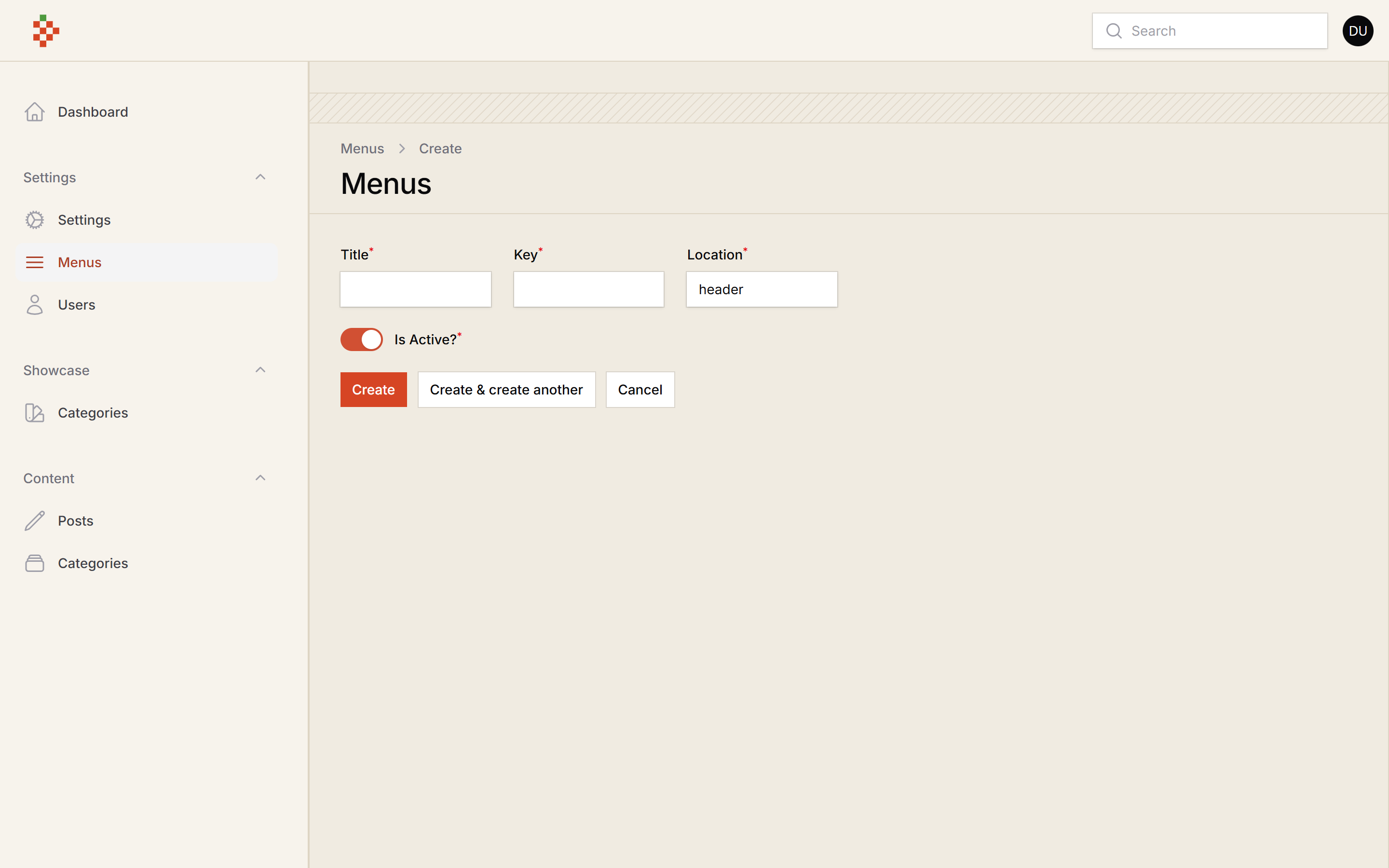Create Menu