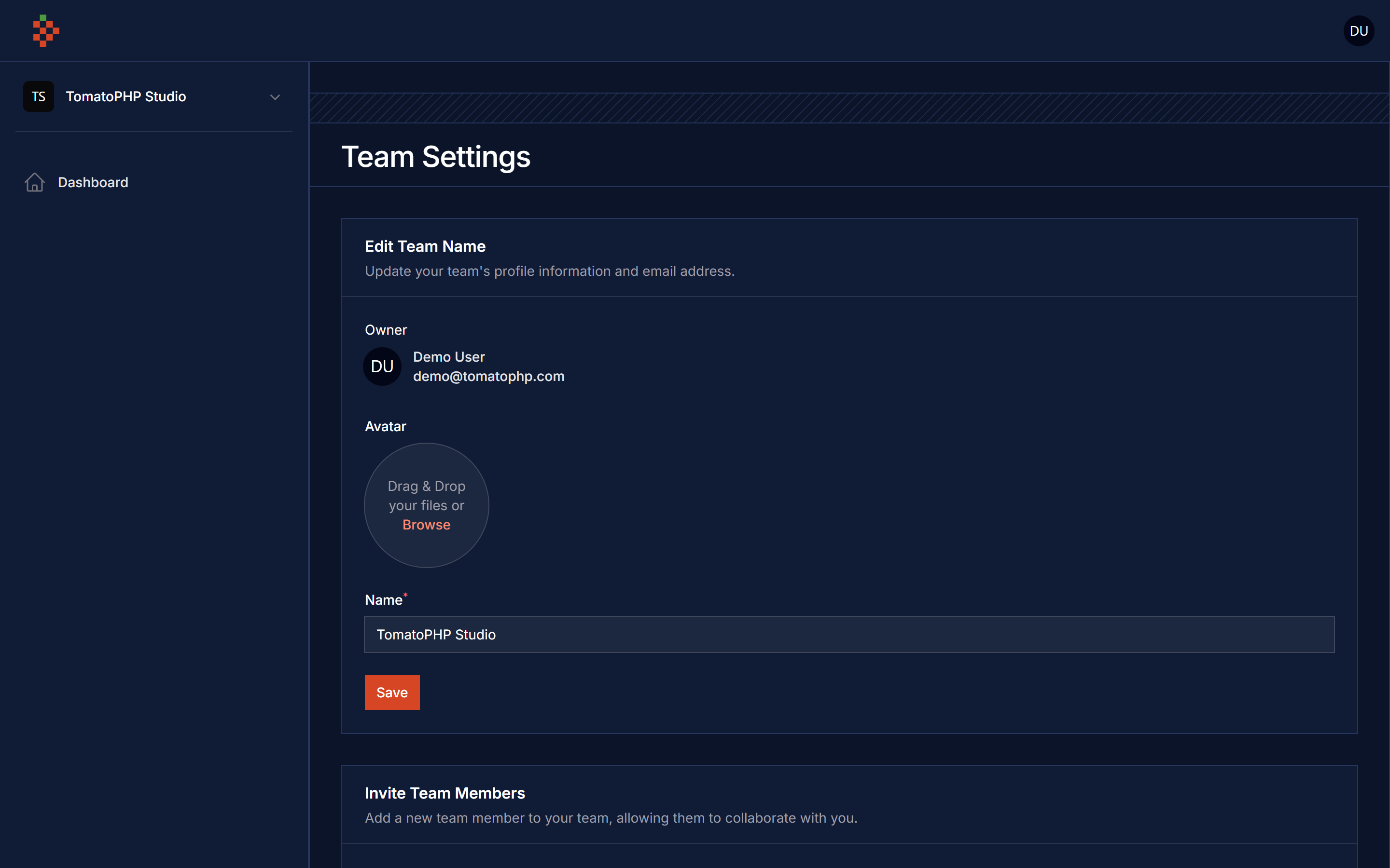 Team Settings Dark