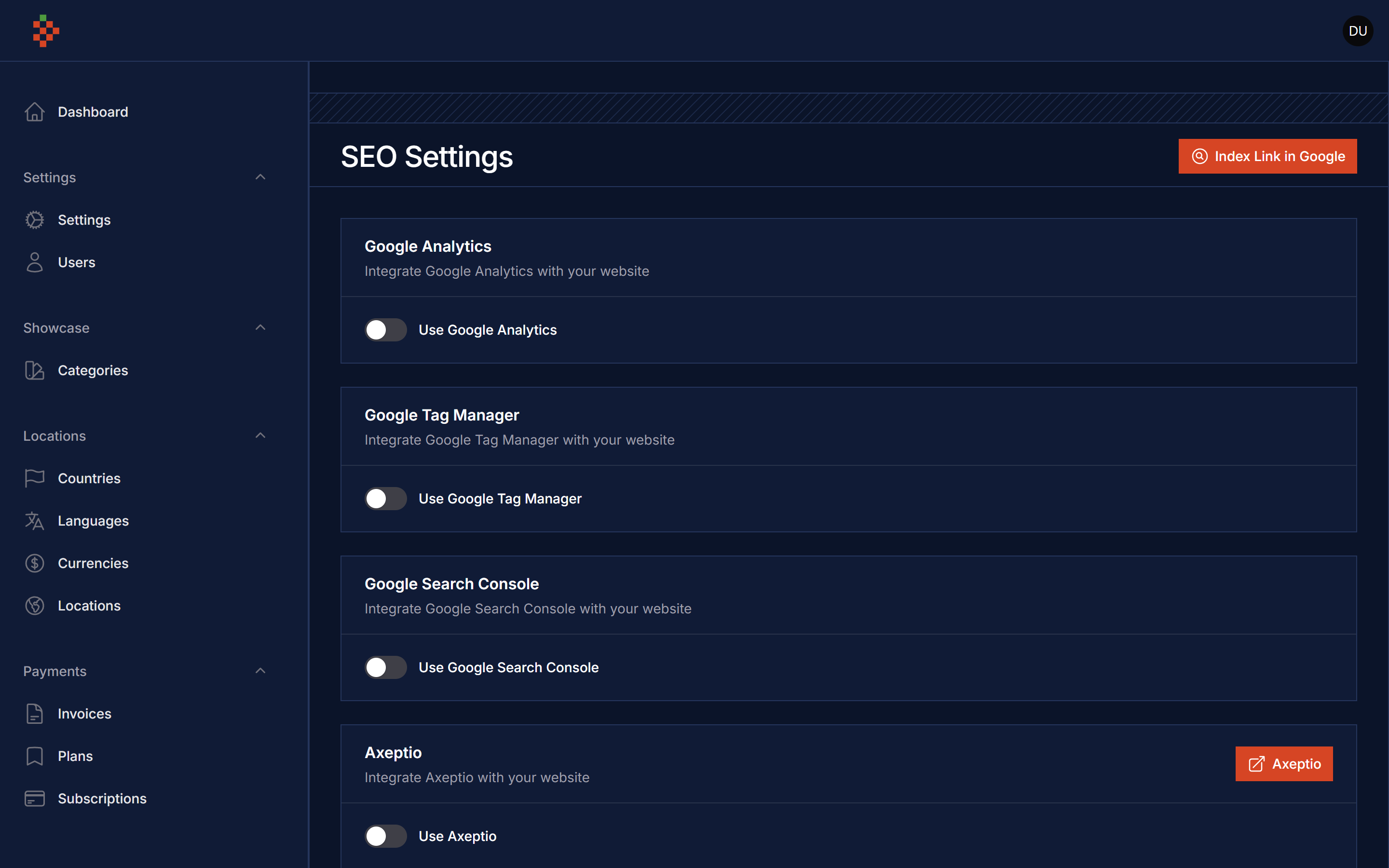 Settings Dark