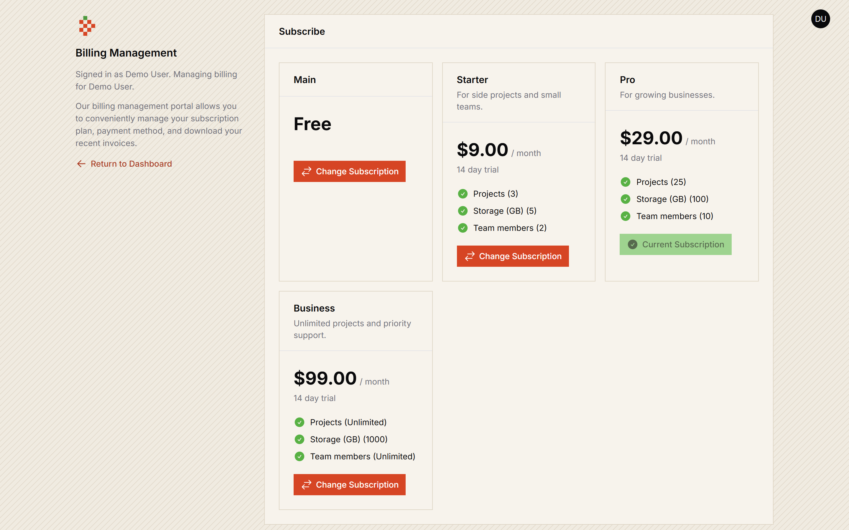 Billing Page