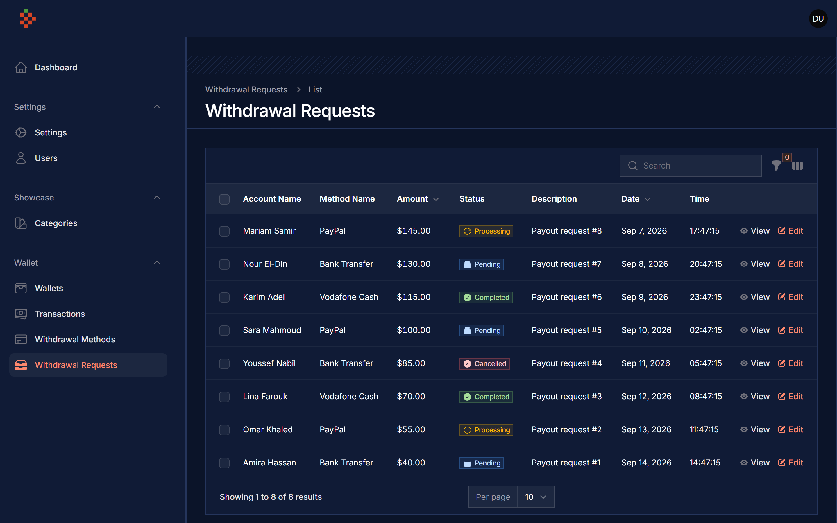 Withdrawal Requests Dark