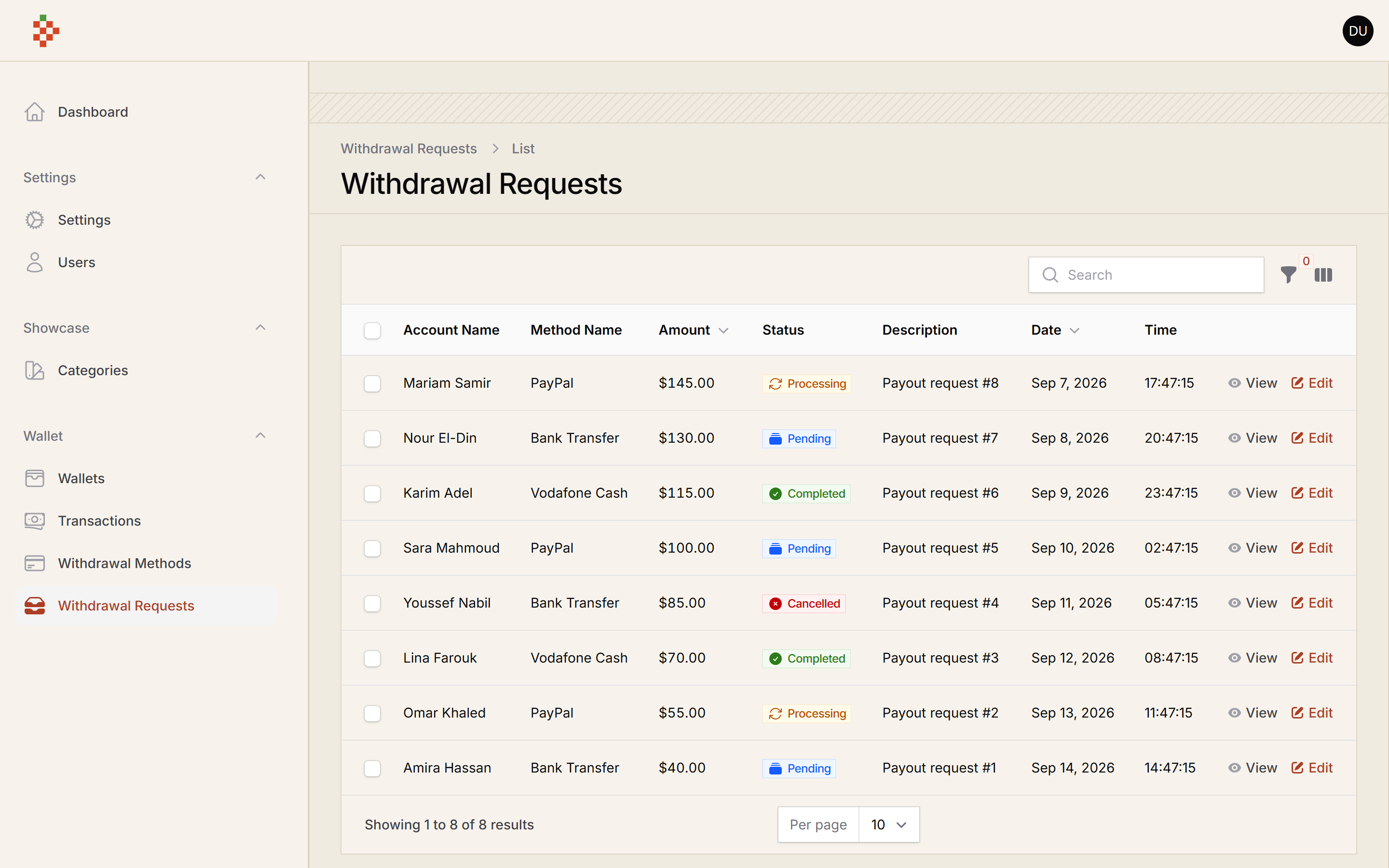 Withdrawal Requests
