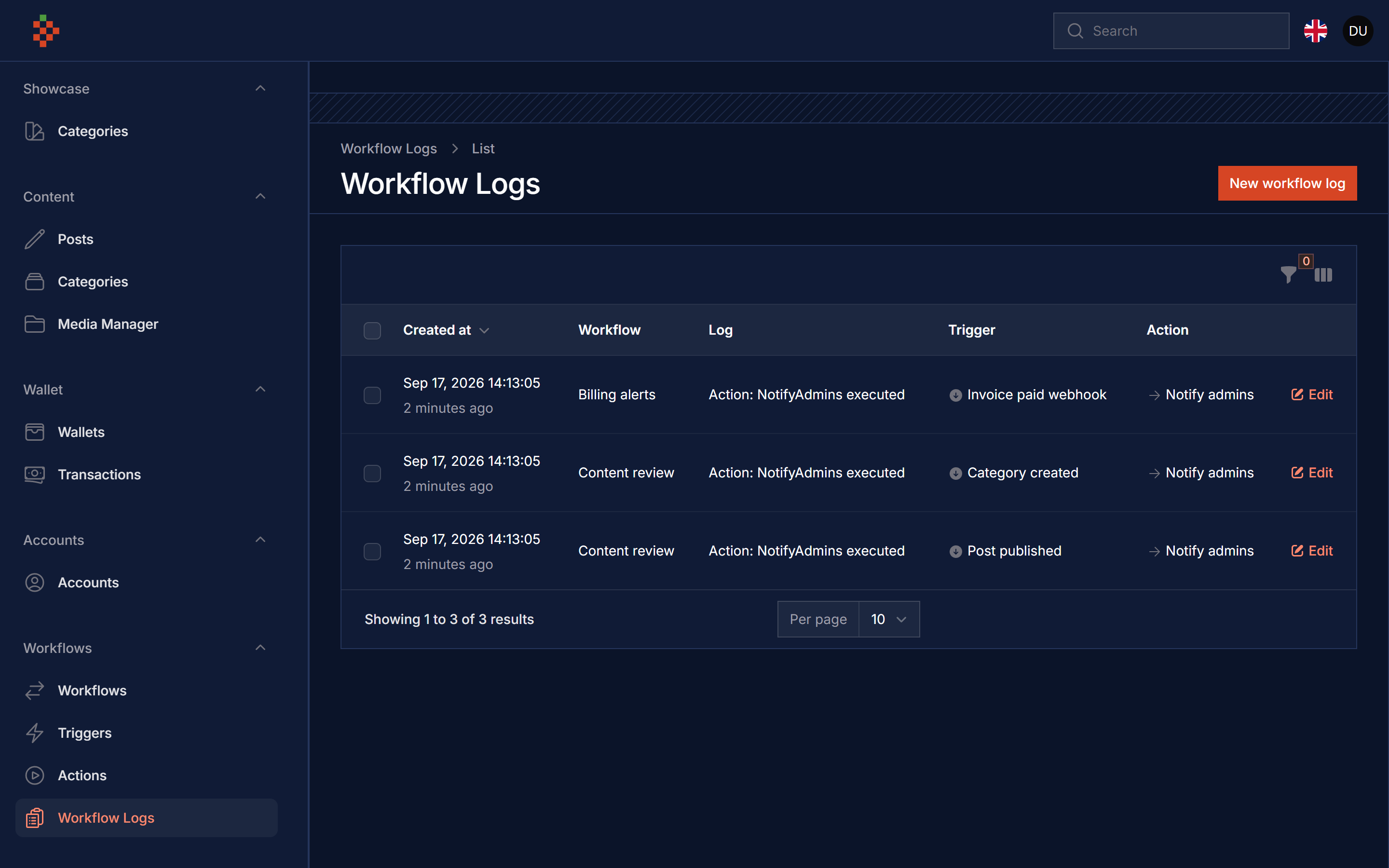 Workflow Logs Dark
