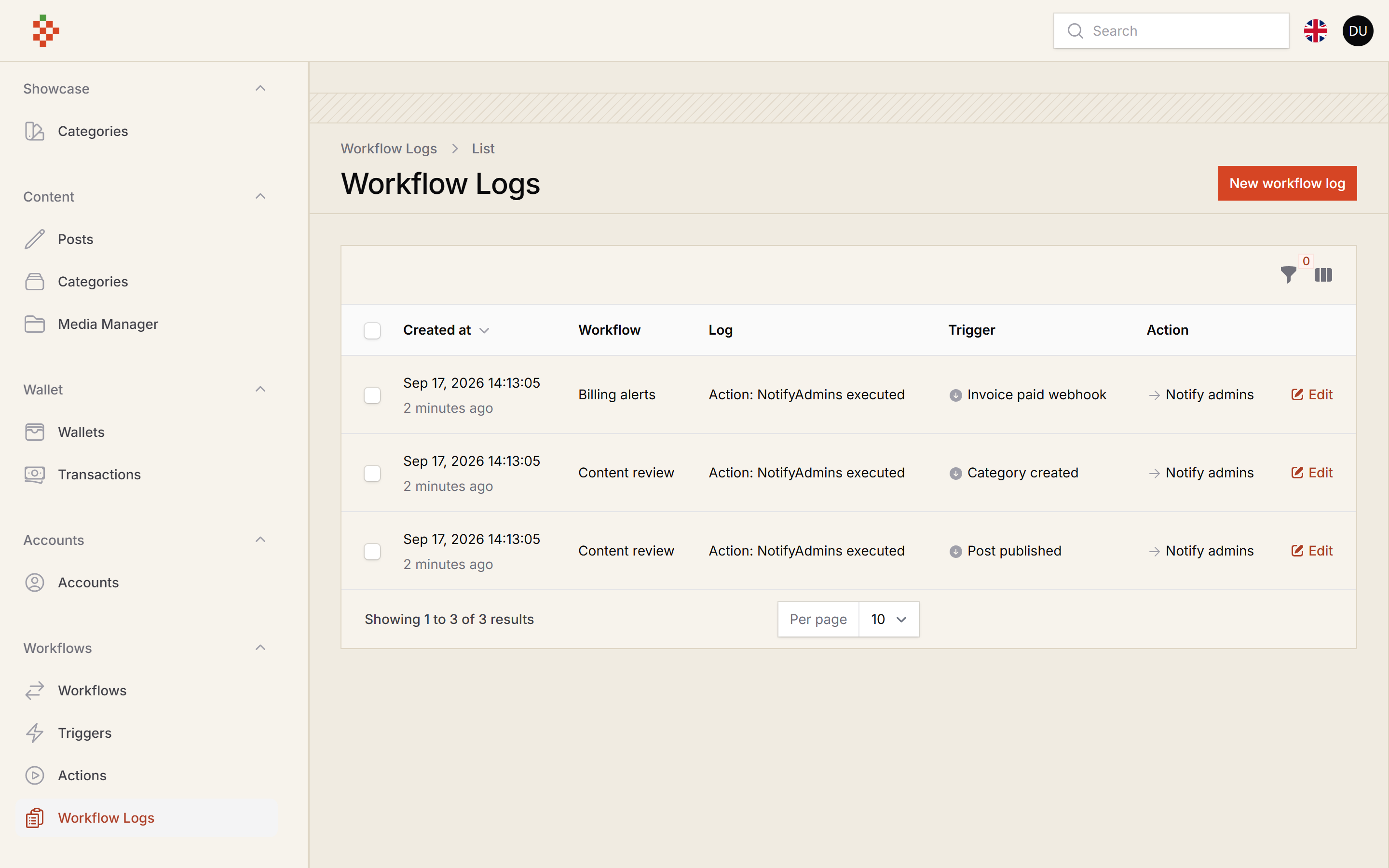 Workflow Logs
