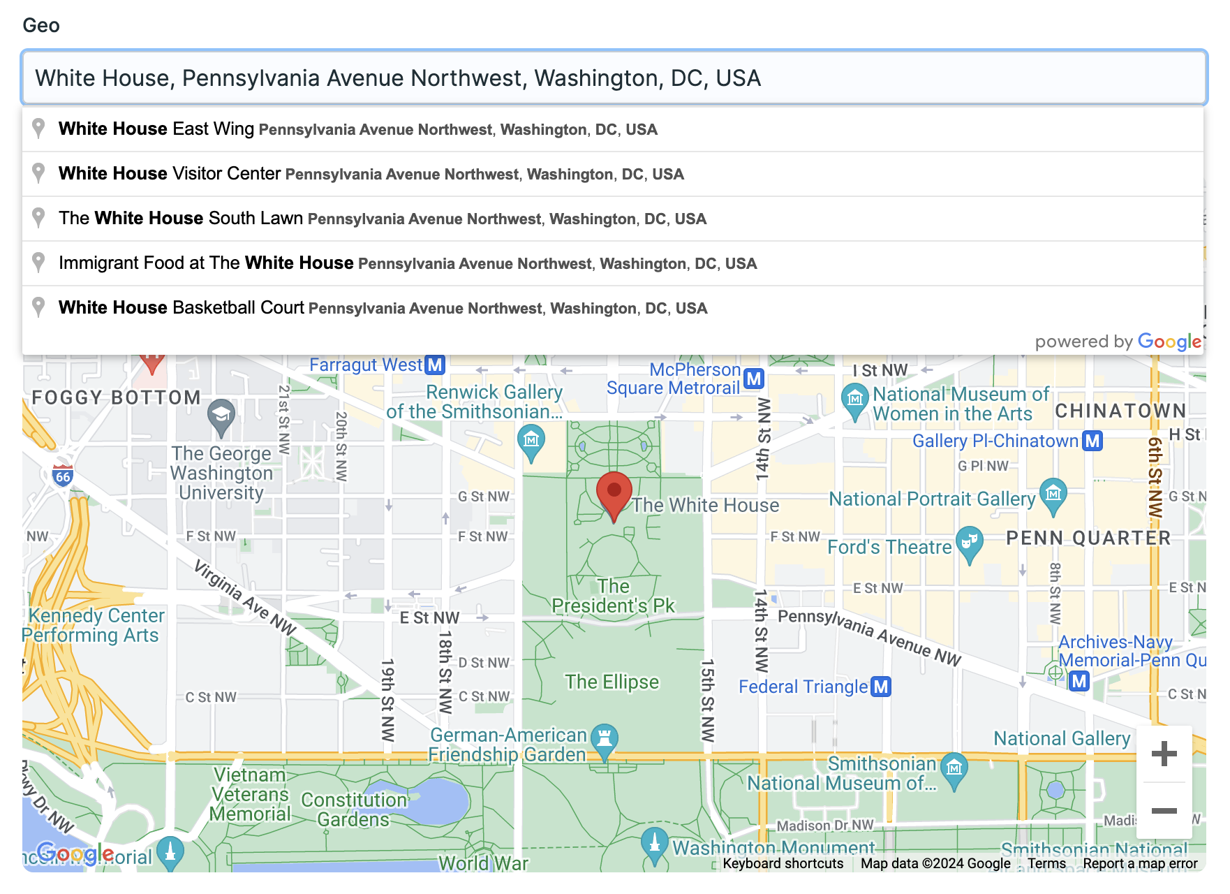 Using the Places autocomplete to geolocate a location