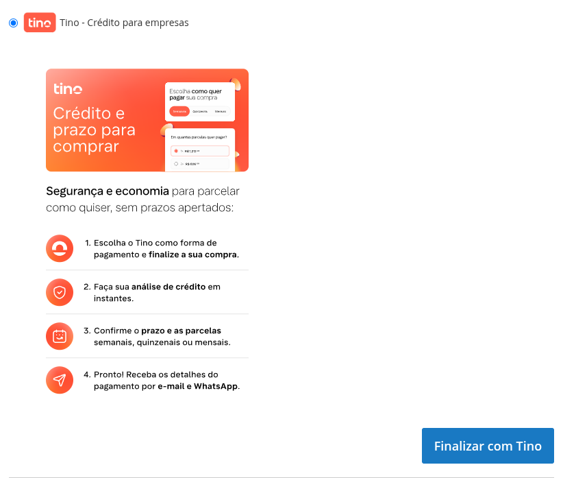 Exemplo de Checkout com Tino