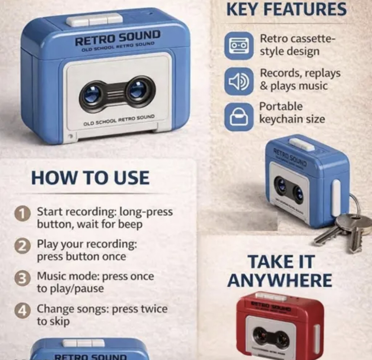 Viral Voice Recording Keychain, Record & Play Personalized Messages - Akry Store 