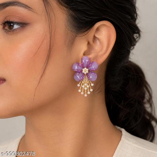 Purple Floral Earrings For Girls And Women - amamestyle