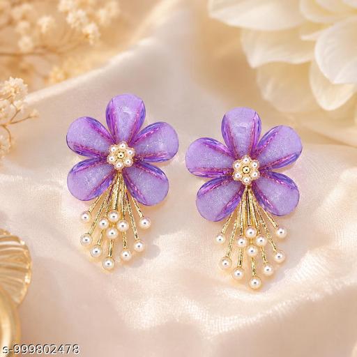 Purple Floral Earrings For Girls And Women - amamestyle