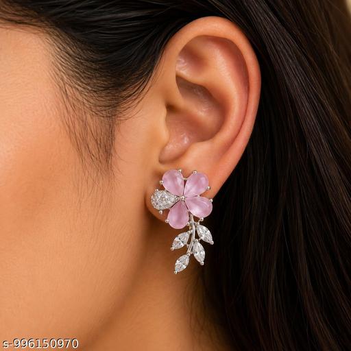 Elegant Red  Diamond Flower Earrings for Women - amamestyle