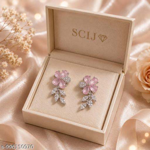 Elegant Red  Diamond Flower Earrings for Women - amamestyle