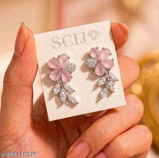 Elegant Red  Diamond Flower Earrings for Women - amamestyle