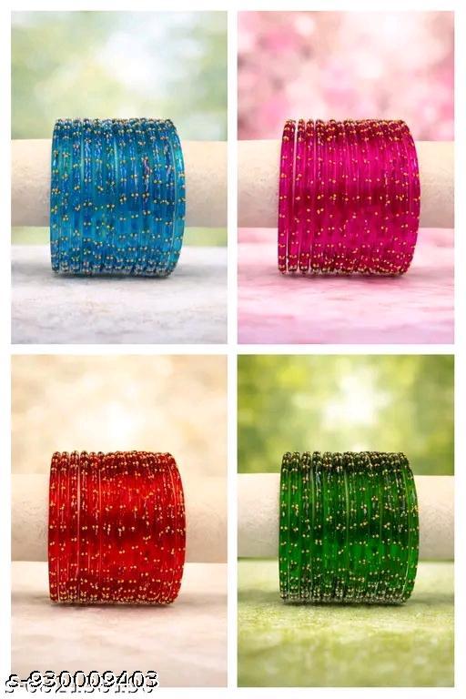 Premium Colorful Glass Bangles Combo for Wedding & Festive Wear (Set of 48) - amamestyle