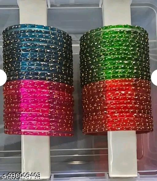 Premium Colorful Glass Bangles Combo for Wedding & Festive Wear (Set of 48) - amamestyle