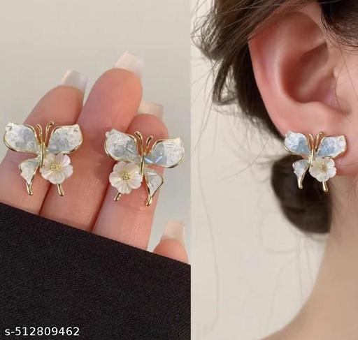 Butterfly Stud Korean Earrings Flower Earrings For Women Floral Earrings for Girls - amamestyle