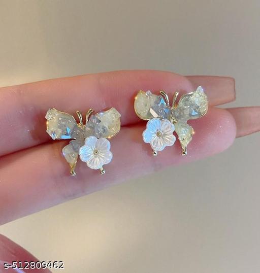 Butterfly Stud Korean Earrings Flower Earrings For Women Floral Earrings for Girls - amamestyle