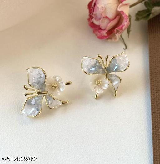 Butterfly Stud Korean Earrings Flower Earrings For Women Floral Earrings for Girls - amamestyle