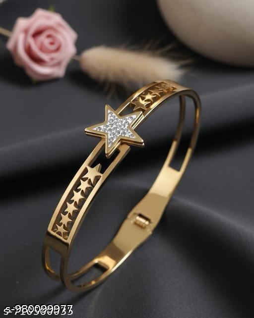 VYNK HOUSE "18K Anti-Tarnish Bracelet" Trendy Gold-Plated Star Kada Bangle for Women - amamestyle