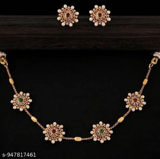 PREMIUM QUALITY MATTE FINISH AD STONE NECKLACE WITH EARRING - amamestyle