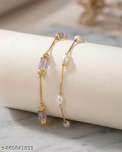 daily wear combo of 2 different bracelets for girls and women - amamestyle